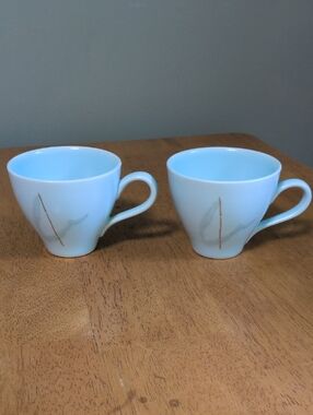 Light Blue Porcelain Teacup Set - Pair